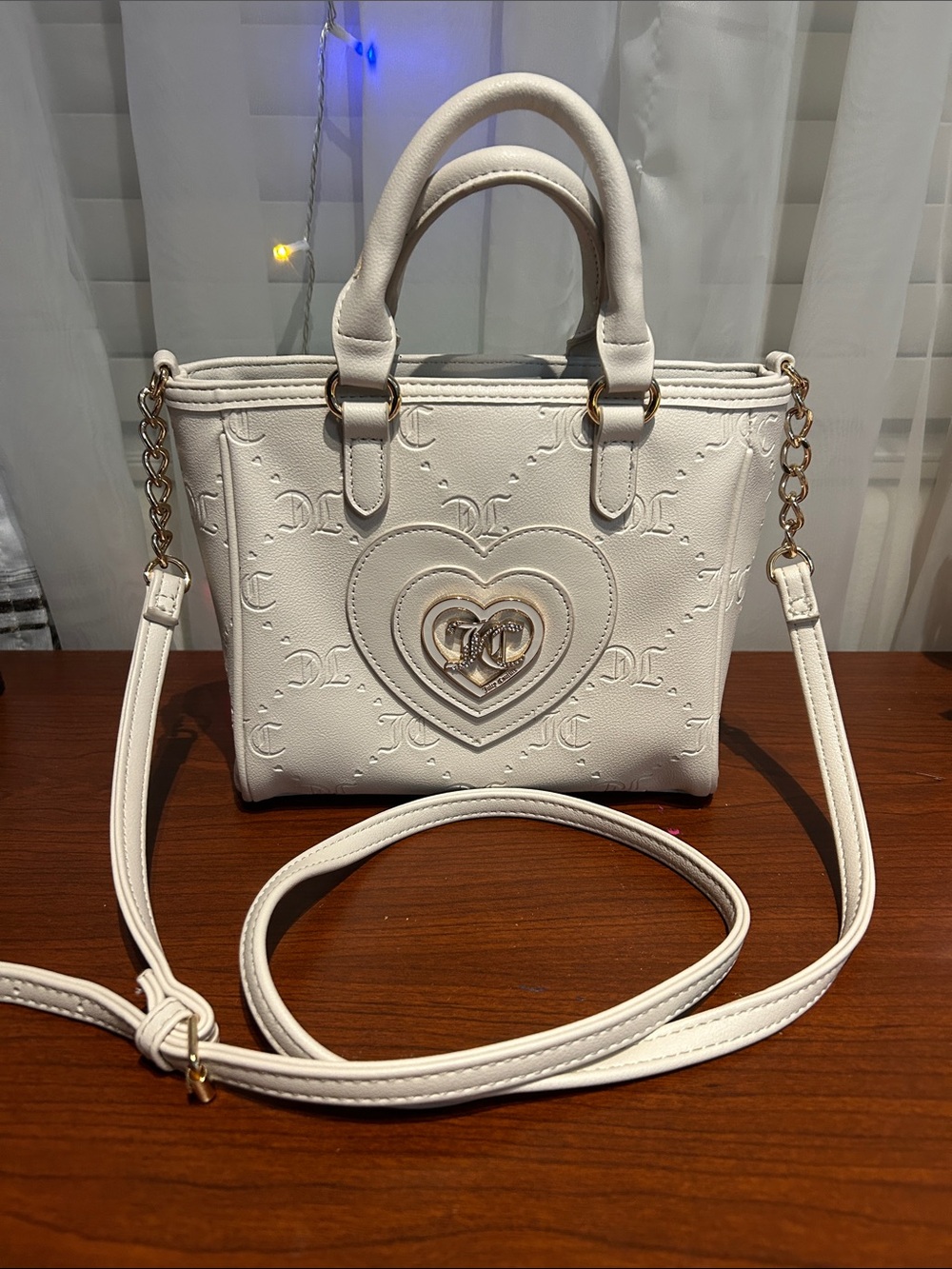 Juicy Couture White Mini Satchel with Heart Logo